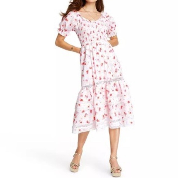 LoveShackFancy/Target collab White and Pink Floral Dress - Picture 1 of 7